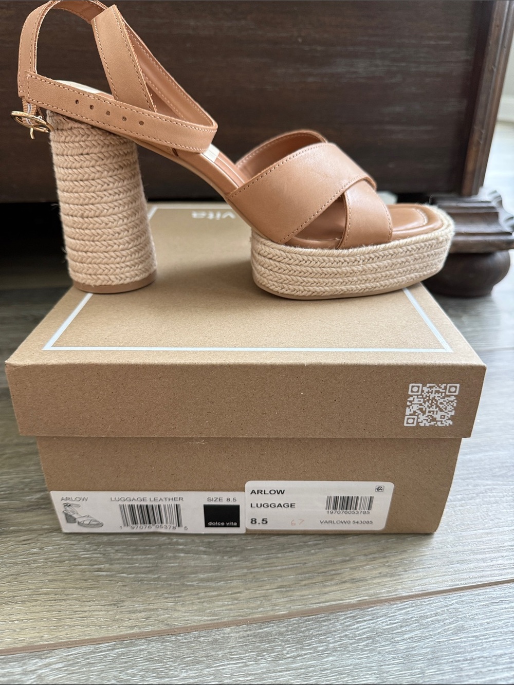 Dolce Vita Arlow Platform Espadrille Sandal - Luggage Tan size 8.5